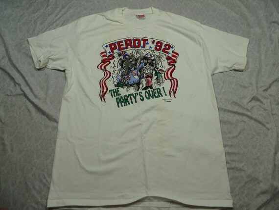 Vintage Ross Perot Tee Shirt White Deadstock Poli… - image 2