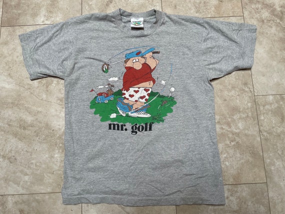 Vintage Mr Golf Tee Shirt Cartoon Comic Grey 90’s… - image 2