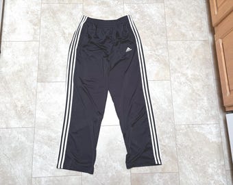 Vintage Adidas Pants Track Stripe Y2K Black White 2000's Men's Medium