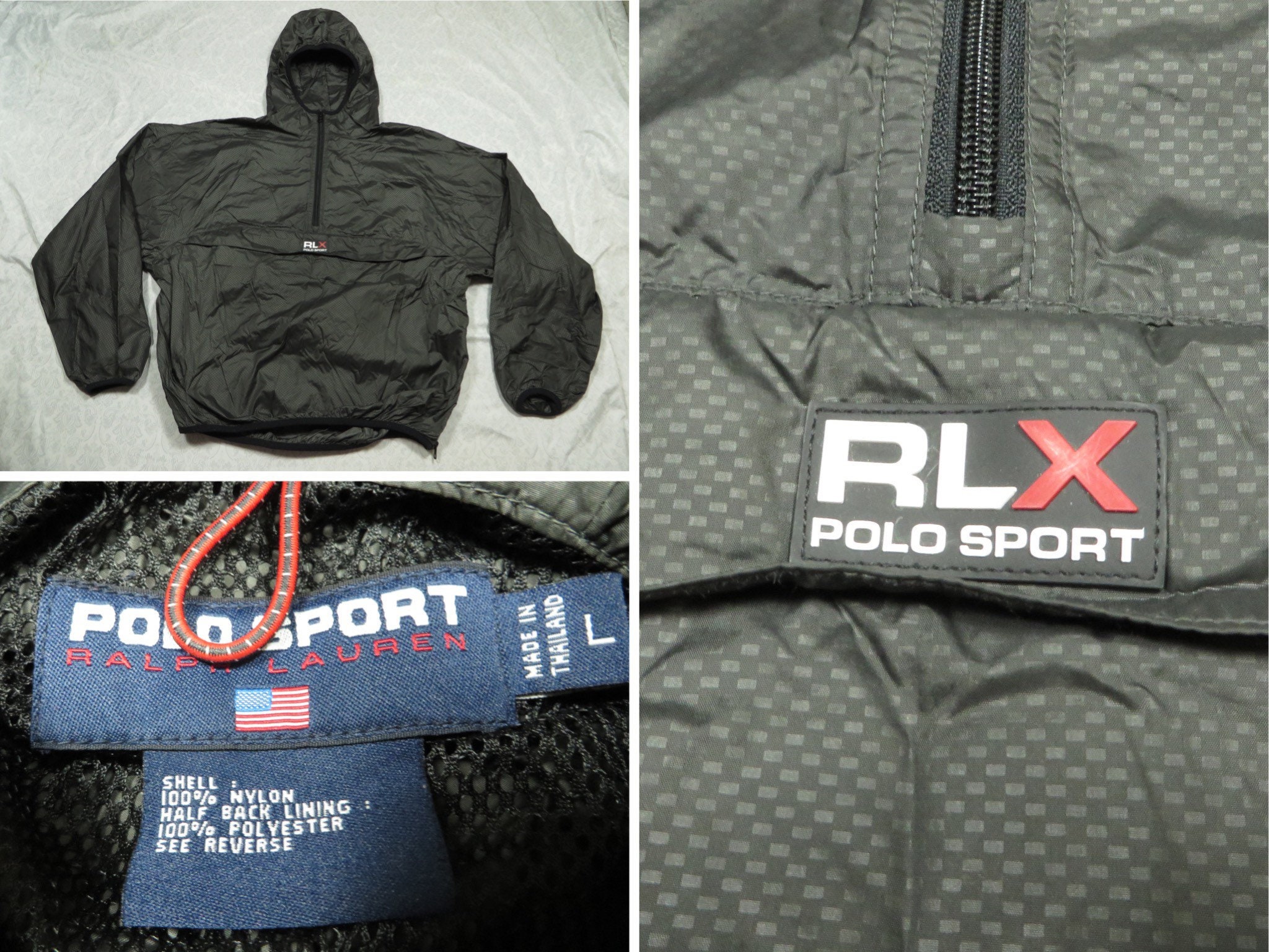 Vintage Polo Sport Jacket Grey Black RLX Windbreaker 90s - Etsy Israel