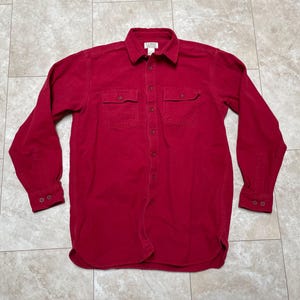 Vintage L.L.Bean Red Chamois Cotton Flannel Shirt - Men&#39;s Large Tall