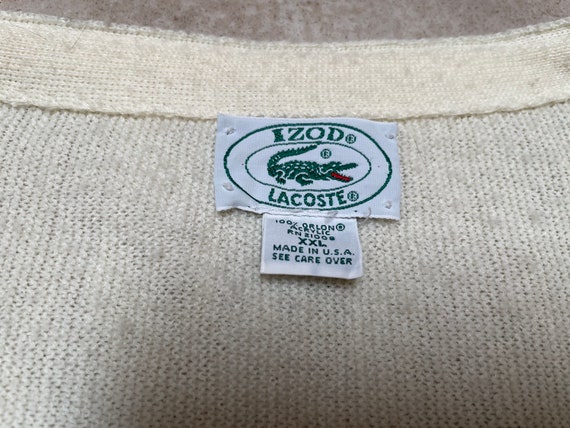 Vintage Lacoste Sweater Cardigan White Knit Acryl… - image 4