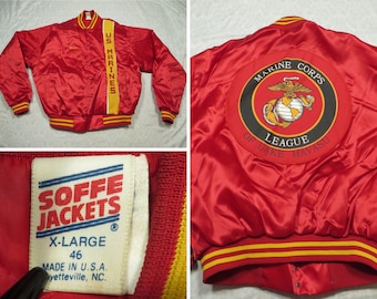 Vintage Marines Soffe Satin Jacket Red Yellow 90’s Men’s XL Made in USA