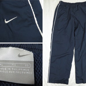 Vintage Nike Pants Baggy Blue White Stripe Swoosh Nylon Wind