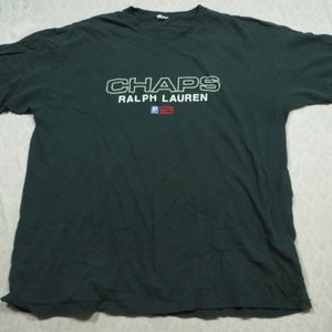 Vintage Chaps Tee shirt Ralph Lauren Green Red Spellout Y2K Flag 2000&#39;s Men&#39;s XL