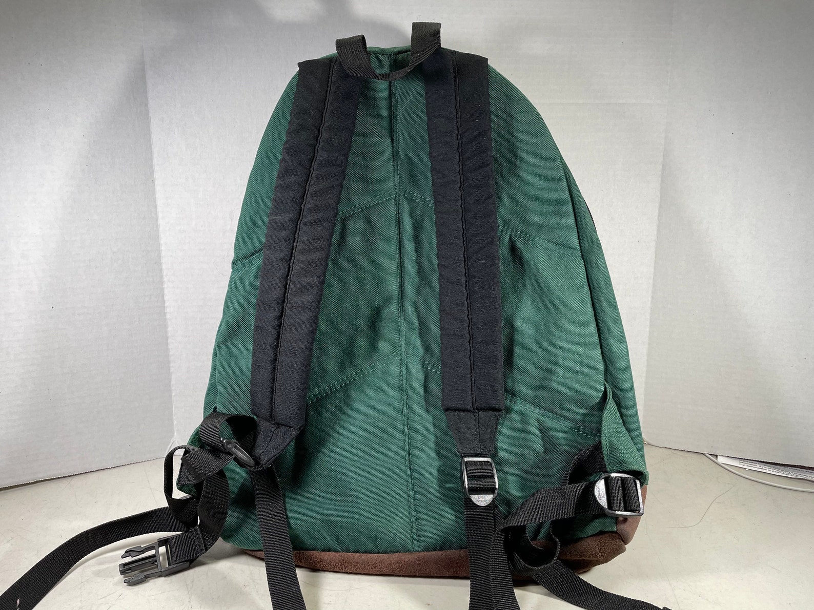 Vintage Eddie Bauer Backpack 90's Green Leather Bottom | Etsy
