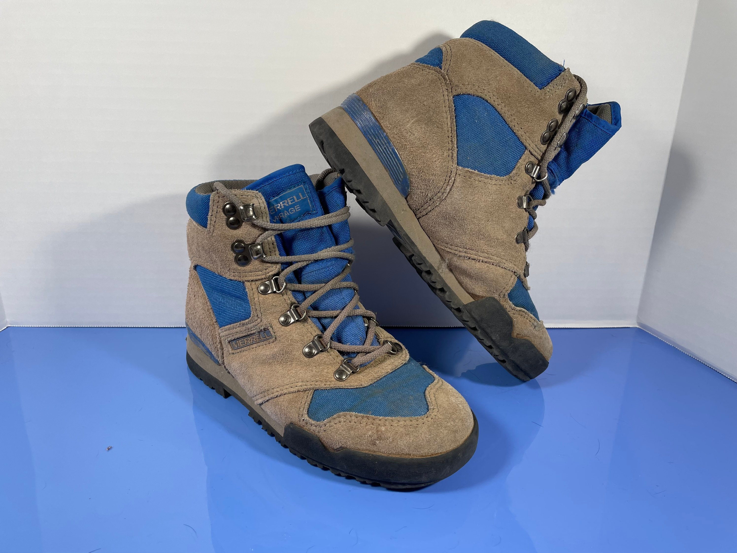 Bar rendering landdistrikterne Vintage Merrell Mirage Hiking Boots Grey Blue Neon Leather - Etsy