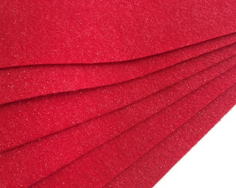 Glitter Red Felt Sheets - 6 pcs - Eco Fi Craft Felt Supplies