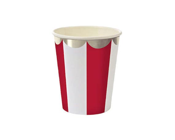 Toot Sweet Red Striped Paper Cups, Meri Meri, Party Decor, Party Supplies, Tableware, Circus, Carnival, Party Theme Il_570xn