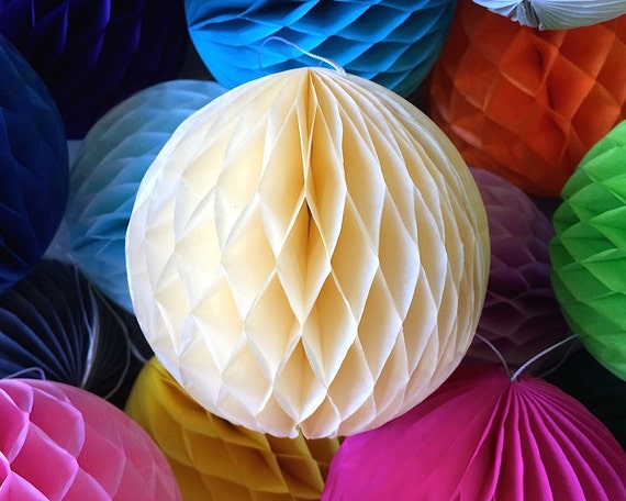 Ivory 2 Inch Honeycomb Tissue Paper Balls - Paper Party Decor Decoration Supplies Il_570xn