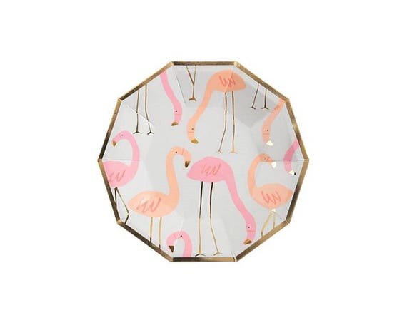 Flamingo Pattern Paper Plate, Small, Meri Meri Party Decor, Party Supplies, Summer, Beach, Party Theme Il_570xn