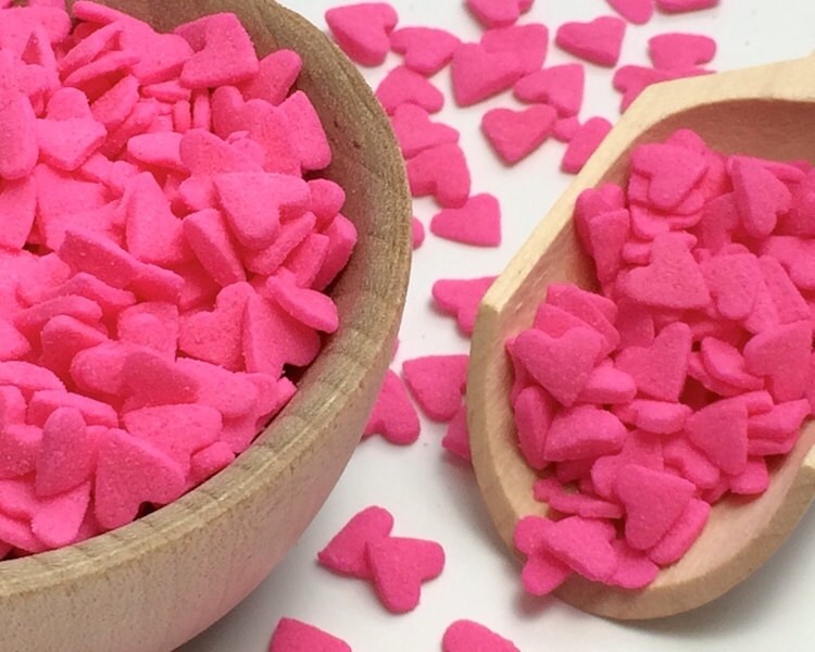 Edible Pink Hearts Confetti Sprinkles Cake Decorating Baking Etsy