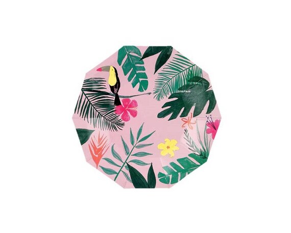 Pink Tropical Paper Plate, Small, Meri Meri Party Decor, Party Supplies, Summer, Party Theme Il_570xn