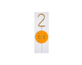Sparkler 2 Gold Mini Candle, Birthday, Cake Topper, Party Supplies, Meri Meri