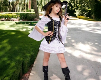 Girls Pirate Costume, Medieval pirate costume,Larp cosplay costume, Fancy costume, Halloween Dress Up,Renaissance, Viking, Caribbean, Cruise