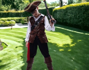 Traje de pirata para niños, disfraz de pirata medieval, disfraz de cosplay Larp, disfraz elegante, disfraz de Halloween, renacentista, vikingo, caribeño, crucero