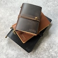 Personalized Leather Journal, A5 Leather Notebook, Genuine Leather Travel Journal, Rustic Leather Journal, Travel Gifts for Him Her product logo