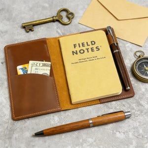 Funda de diario de cuero personalizada: Funda para notas de campo, libreta de cuero recargable, diario de bolsillo, funda de cuero rústico, regalo para el Día del Padre