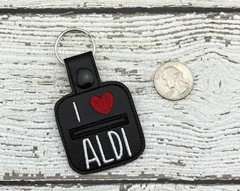 Embroidered Quarter Keeper Key chain: Coin Holder for Grocery Carts, Unique Shopping Accessory Gift