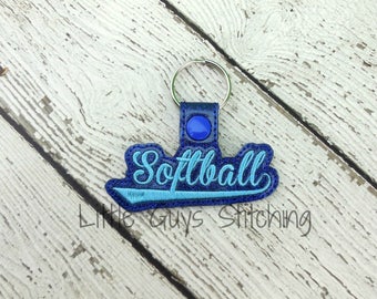 Softball Key Chain, Team spirit Key chain,  Zipper pull, Snaptab, Bag Tag