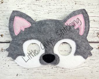 Gray Wolf Mask, Dress up, Theater, Pretend Play, Face Mask, Halloween, Children's Face mask, Birthday, Zoo animal,