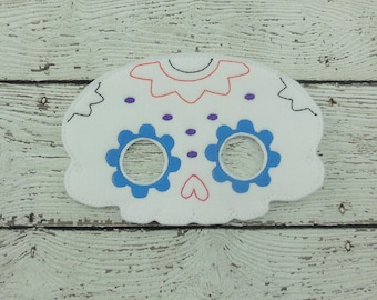 Whimsical Kids Sugar Skull Costume Mask - Handmade Halloween Mask
