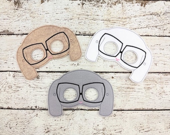 Whimsical Geeky Hipster Bunny Mask for Children's Dress-Up - Custom Made