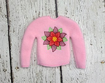 Christmas Poinsettia Elf Sweater, Christmas Elf Costumes and Clothing, Elf Props and Kits