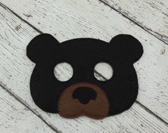 Bear Mask - Black Bear Mask - Woodland Bear - Animal Mask - Woodland Animal Mask - Childrens Mask - Kid Mask - Pretend Play - Birthday Party