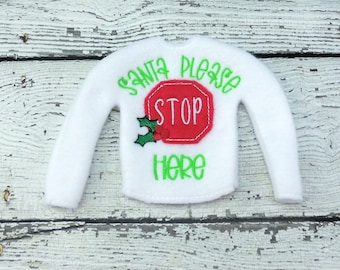 Christmas Elf Clothing Santa Stop Here Sweater, Christmas Elf Clothing and Props, Holiday Elf Accessories