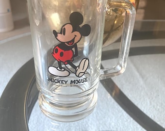 Walt Disney Mickey Mouse Mug Heavy Clear Glass Mug Collectible