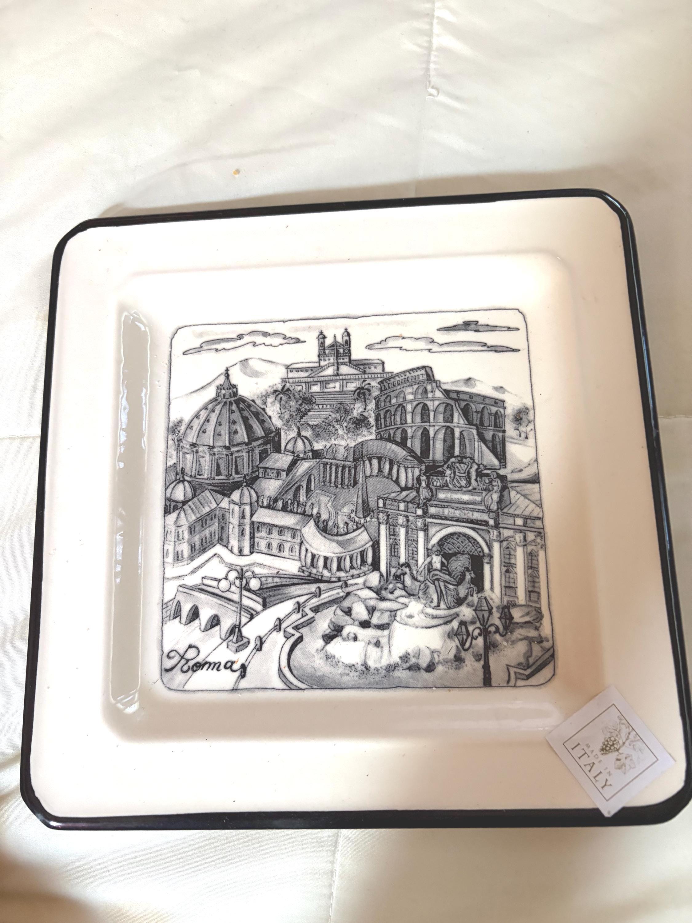 Brunelli 都市スケッチの陶磁器皿4枚セット Brunelli Square City Plate - Etsy