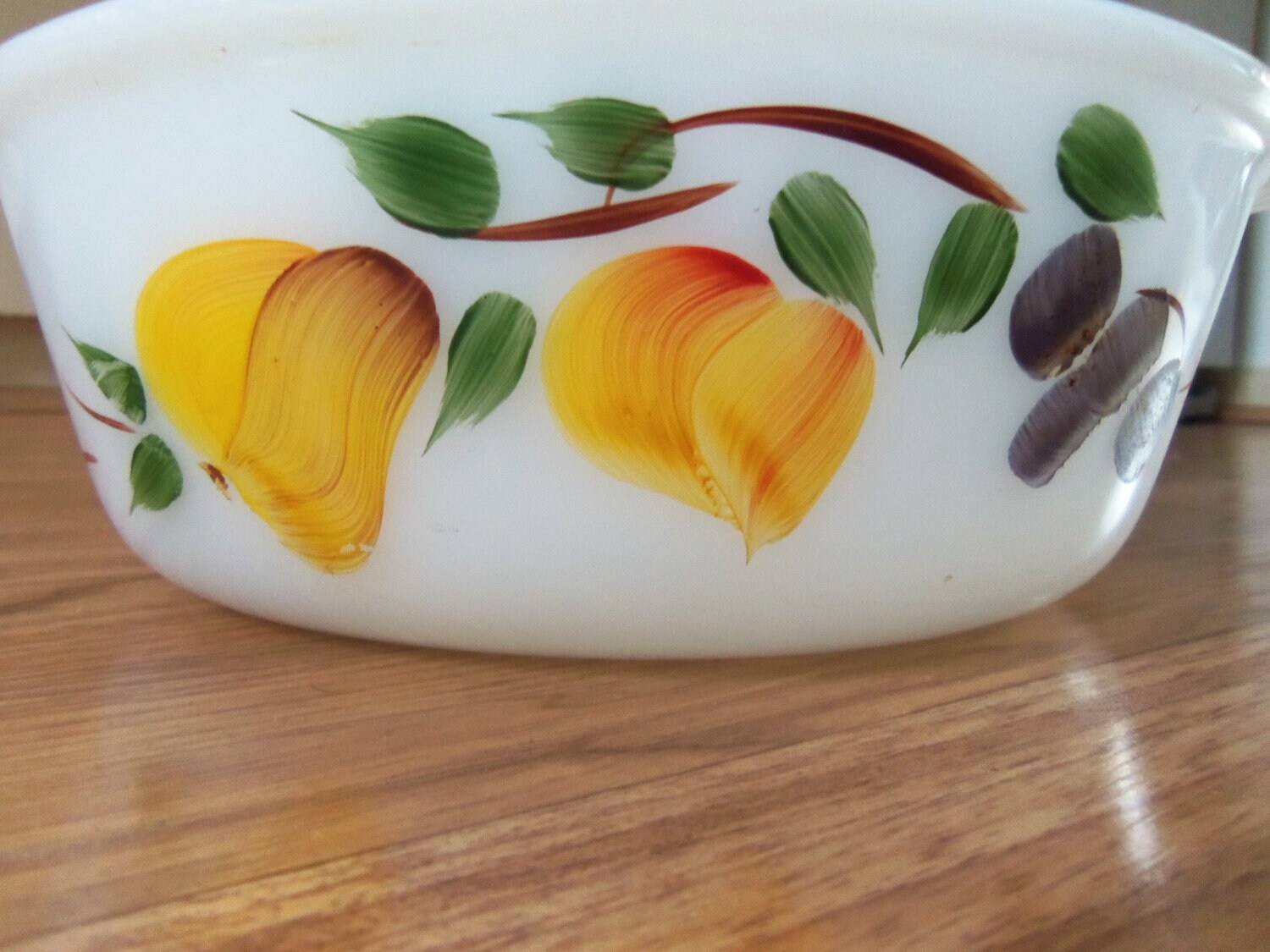 FireKing Hand Painted Fruit Gay Fad Vintage 9 Round Etsy