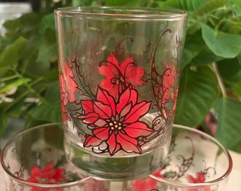 Julstjärneglas - Upphöjd präglad design - set om 4 - ca 10 cm