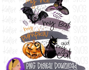 My Hat, My Bat, My Pumpkin, and my Cat PNG