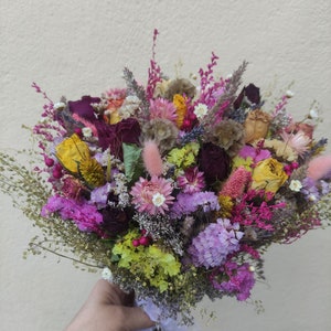 Dried  flower bridal colourful bouquet for wedding or home/table decor rustic cottage bouquet perfect gift for her