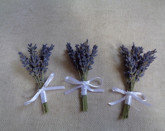 Simple rustic dried lavender boutonnieres set - 6 groom men wedding decor lapel country style party decorative boutonniere