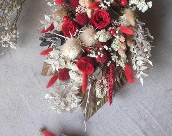 White and red rose wedding bouquet bridal bouquet winter red bouquet Christmas decorative bouquet free shipping