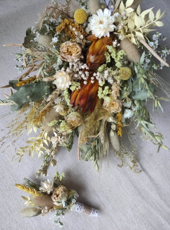 Natural Dried Flowers Bouquet, Wedding Table Decoration