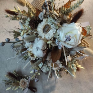 Winter white/brown woodland rustic wedding bridal bouquet and matching buttonhole  alternative bridal winter bouquet country wedding bouquet