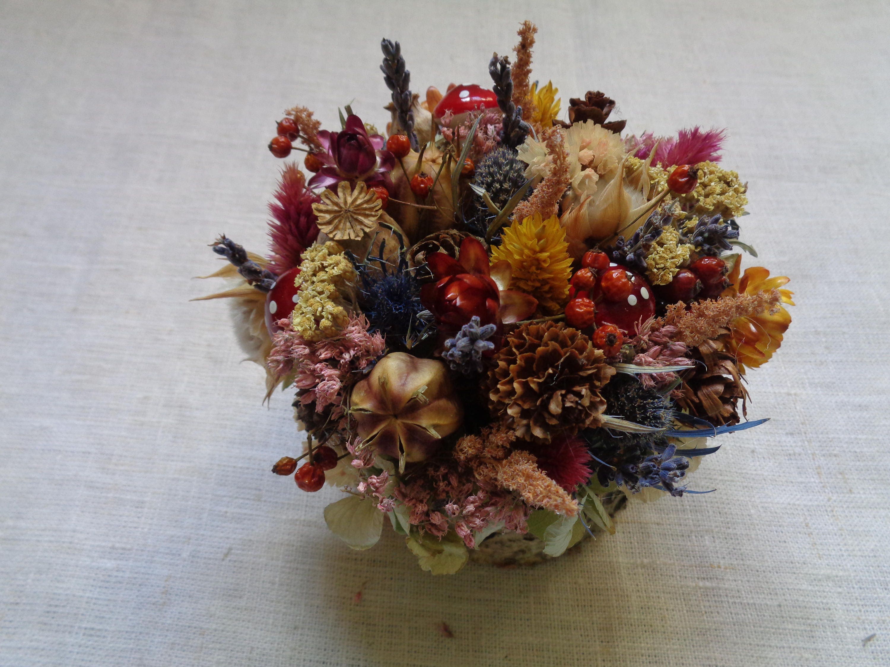 Wedding autumn cake topper dried flowers cake topper ...