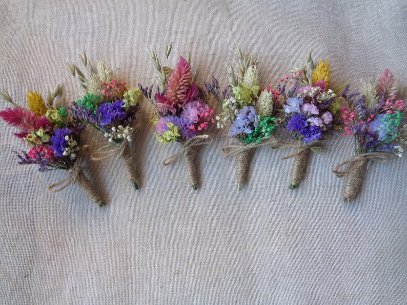 Spring Summer Nature Color Wedding Boutonniere Rustic Wedding Etsy