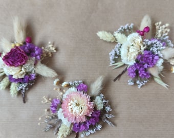 Pink/white bridal hair clips dried flower set of 3 bobby pins handmade hair pins accessories bridesmaid flower girl hair