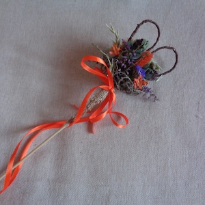 Autumn color rustic dried flower girl wand flower girl accessories for wedding or special occasion
