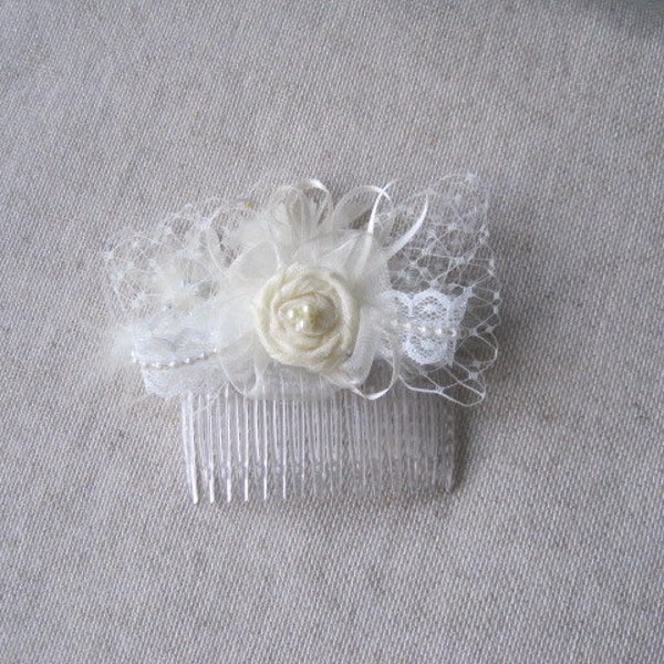 Bridal hair piece accessories bridal rustic wedding hair comb champagne , ivory bridal hair comb .