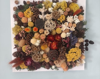 Dried Flower Wall Art | Botanical Shadow Canva | Natural Home Decor | Handmade Floral Frame | Eco-Friendly Gift