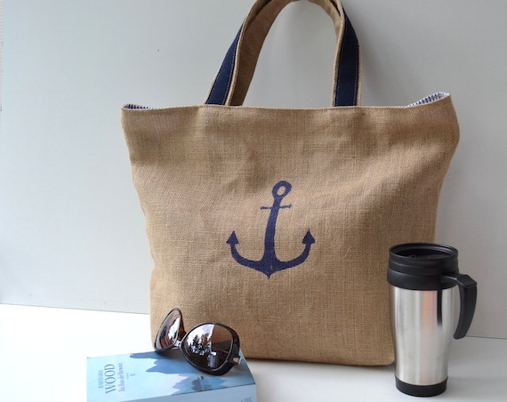 burlap beach bag