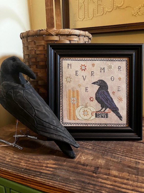 Quoth the Raven Cross Stitch Chart - paper copy. Original design by Dandelion Days Stitchery