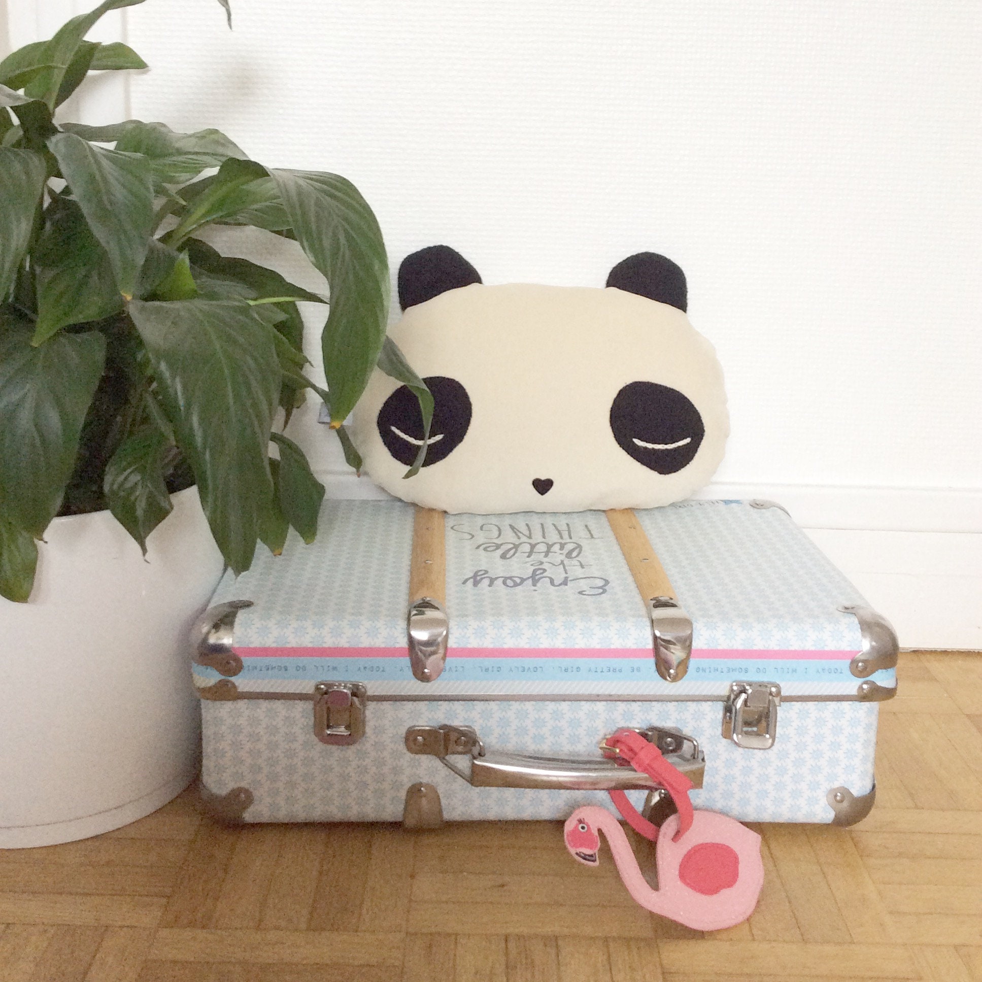 Coussin Pandy-Panda en Velours Ras et Laine, Museau Pailleté - Coussin Enfant