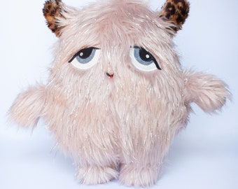 Peluche monstre poilu, Petit monstre - Collection Les Singuliers - Coussin/ Doudou pour enfant Caro & Zolie